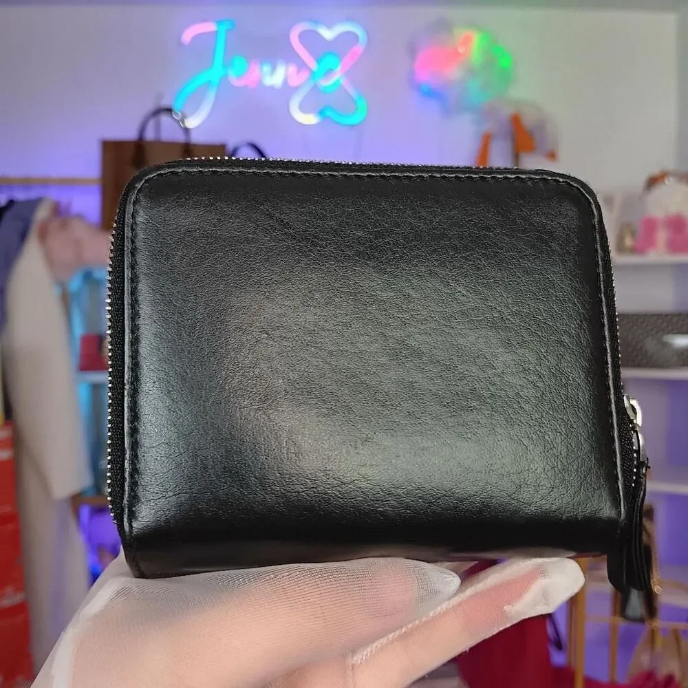 Balenciaga Black White Logo Leather Compact Wallet Women’s Men’s